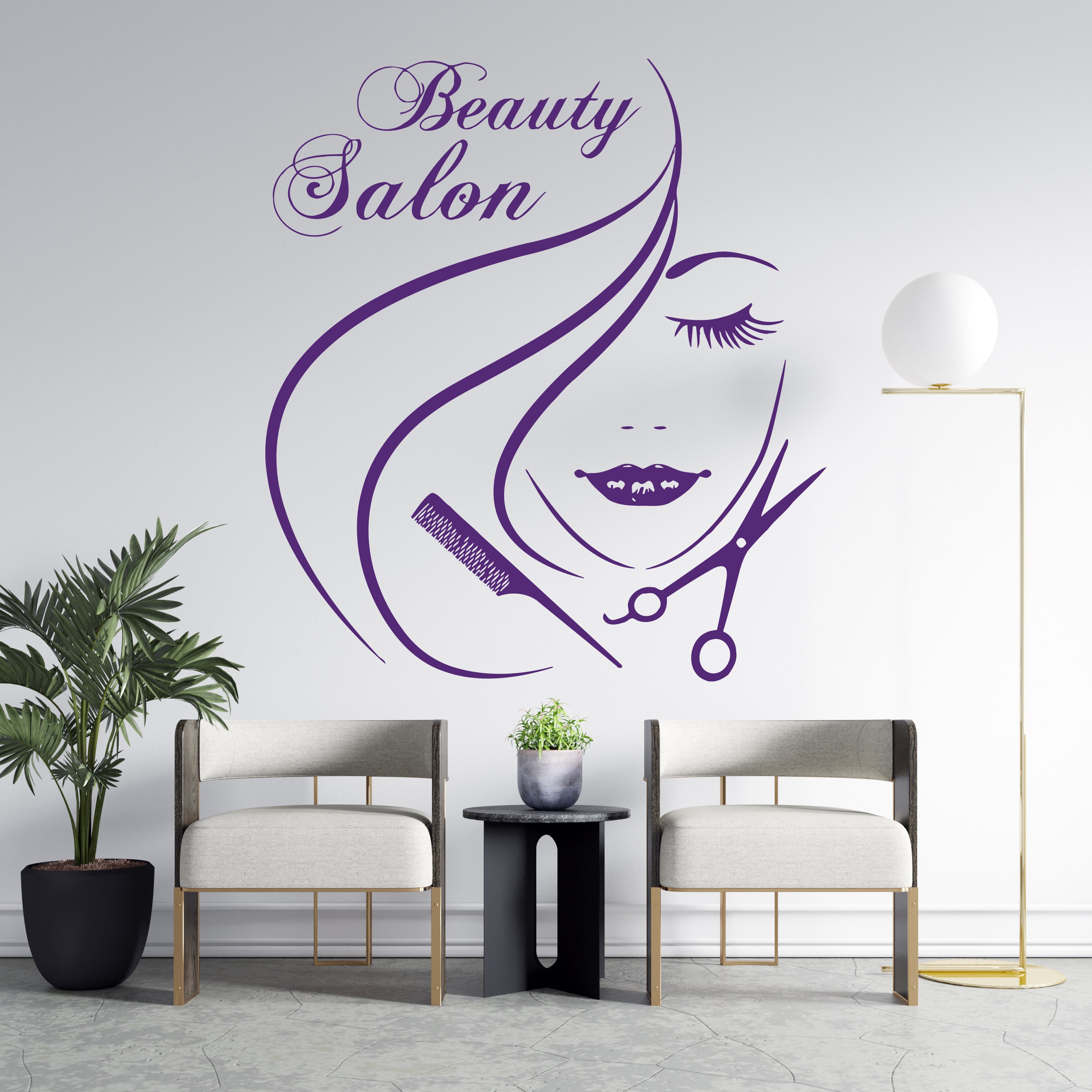 thumbnail image 2 of Geckoo Hair Salon Wall Decal – 'LOVE' With Scissors, Vinyl Sticker For Shop Window 2 of 5