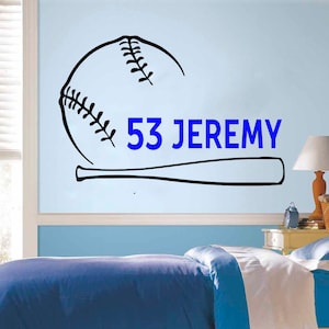 Personalized Name Baseball Wall Decal | Softball Wall Sticker | Sports Quote Wall Decal 5112