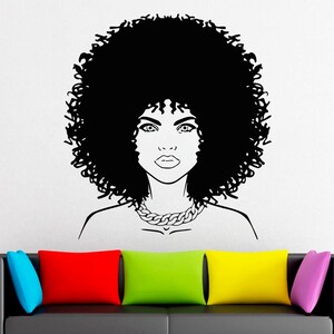 Beautiful African Woman Wall Decal African Girl Wall Sticker Quote Beauty Salon Wall Art 5093