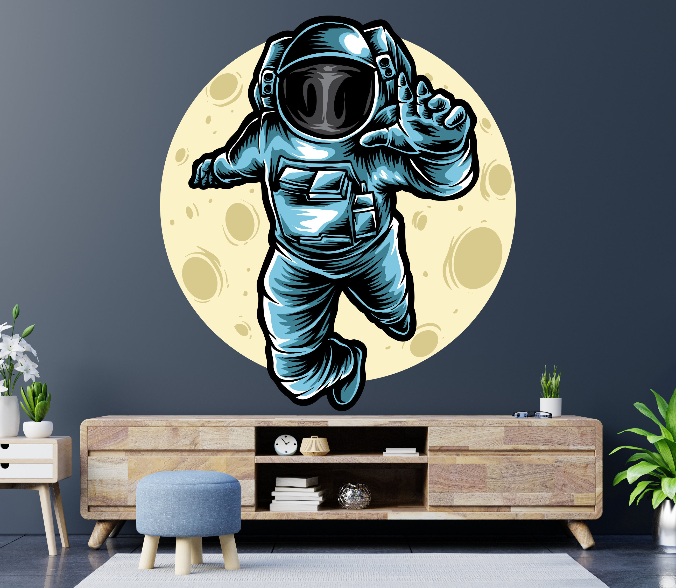 Astronaut Wall Decal Outer Space Wall Decor for Kids Bedroom Etsy