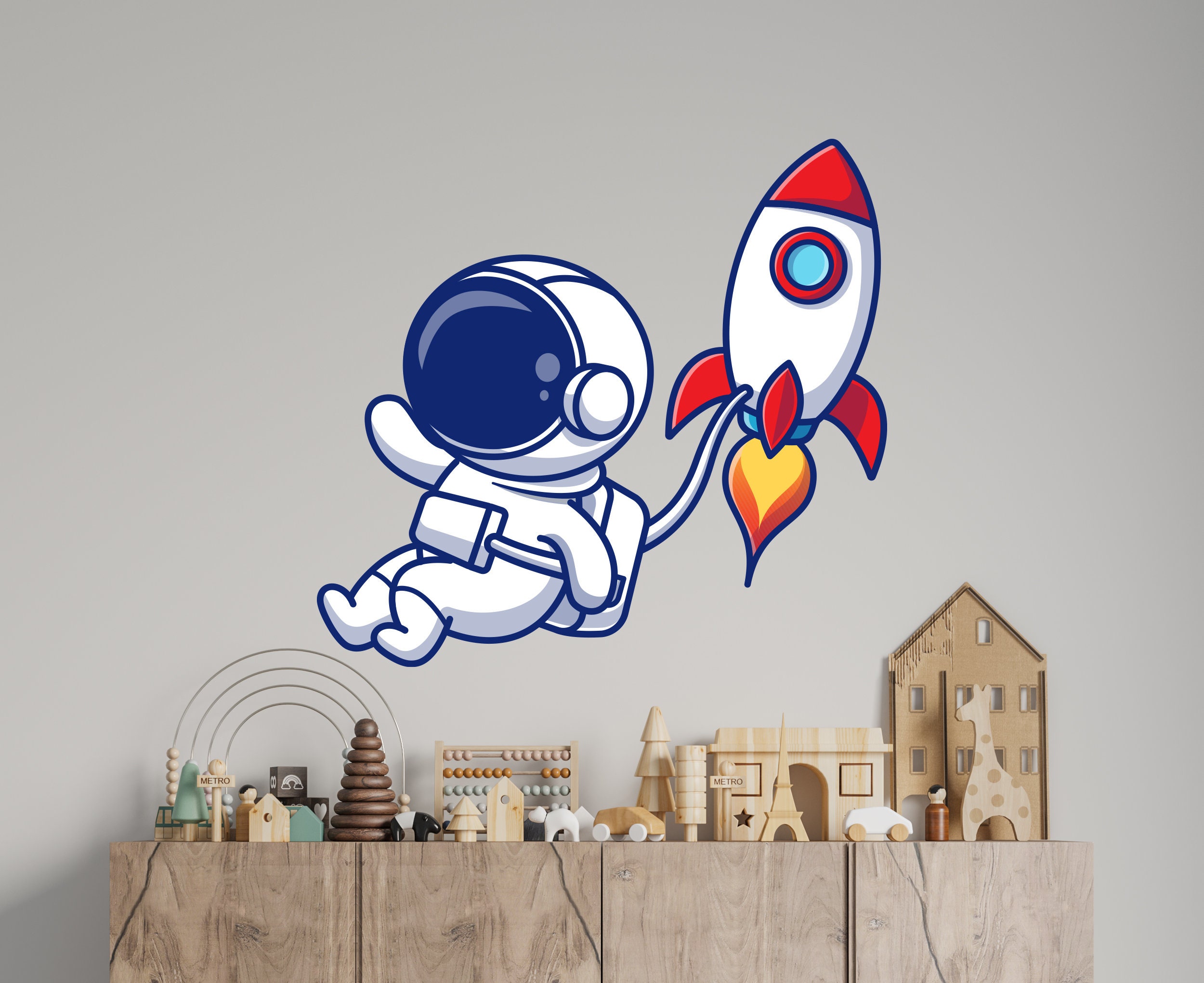 Astronaut Wall Decal Outer Space Wall Decor for Kids Bedroom | Etsy
