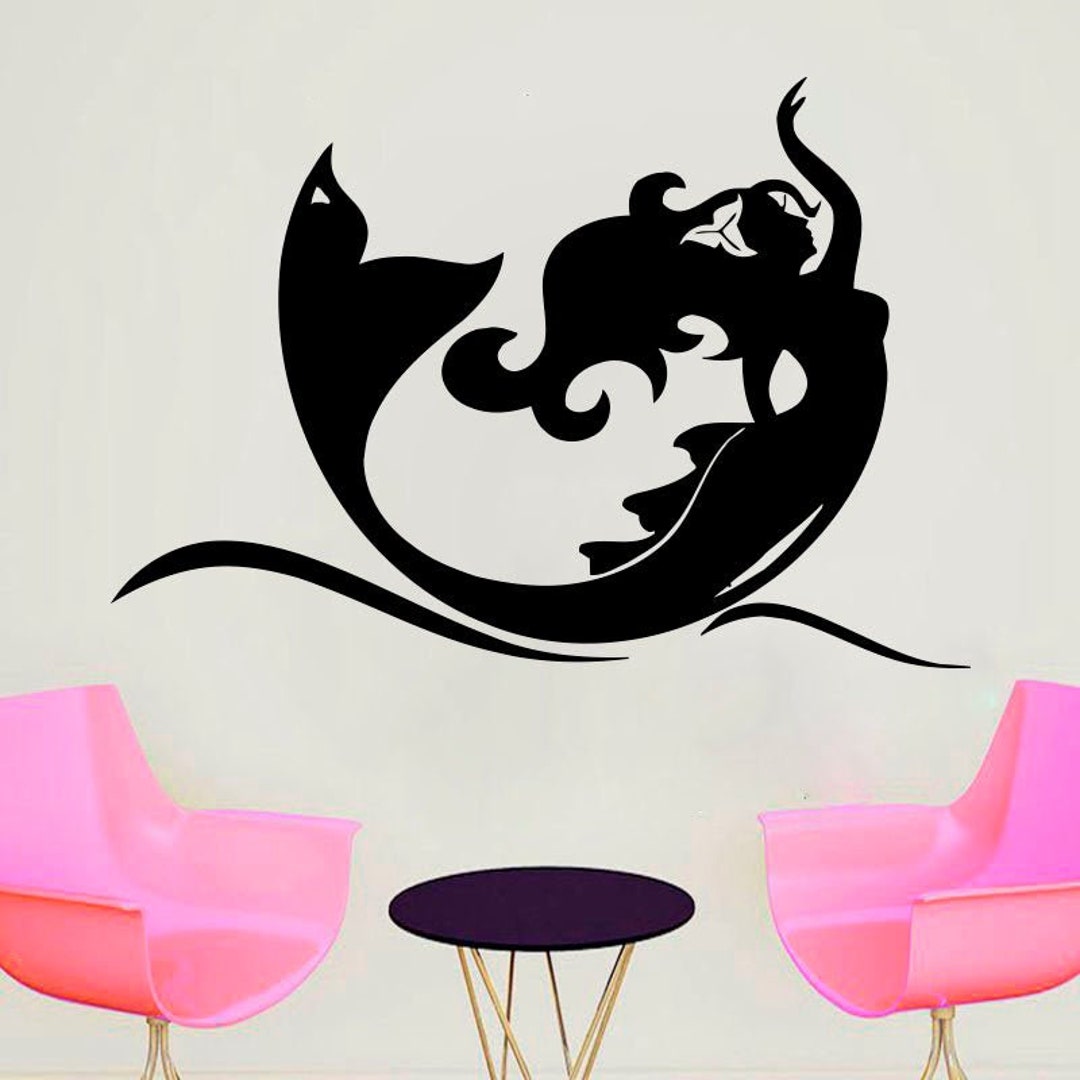 Mermaid Wall Decal: Removable Vinyl Sticker, Bathroom Decor 4322 - Etsy