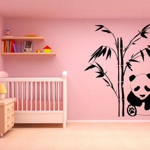 Panda, oso, animales, bambú, decoración de pared, calcomanía de pared, calcomanía para auto, calcomanía para ventana, calcomanía de vinilo hecha a mano 1117
