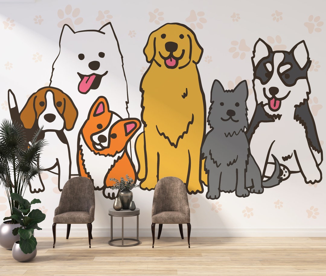 Happy Paws Grooming Mural Dog Pet Shop Peel Stick Removable