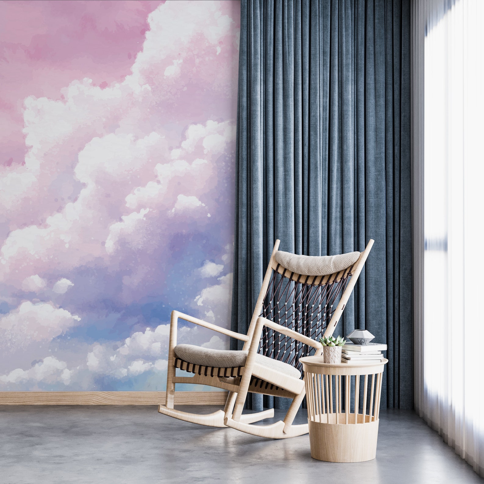 Watercolor Sky Peel and Stick Wallpaper Purple Pink Clouds - Etsy