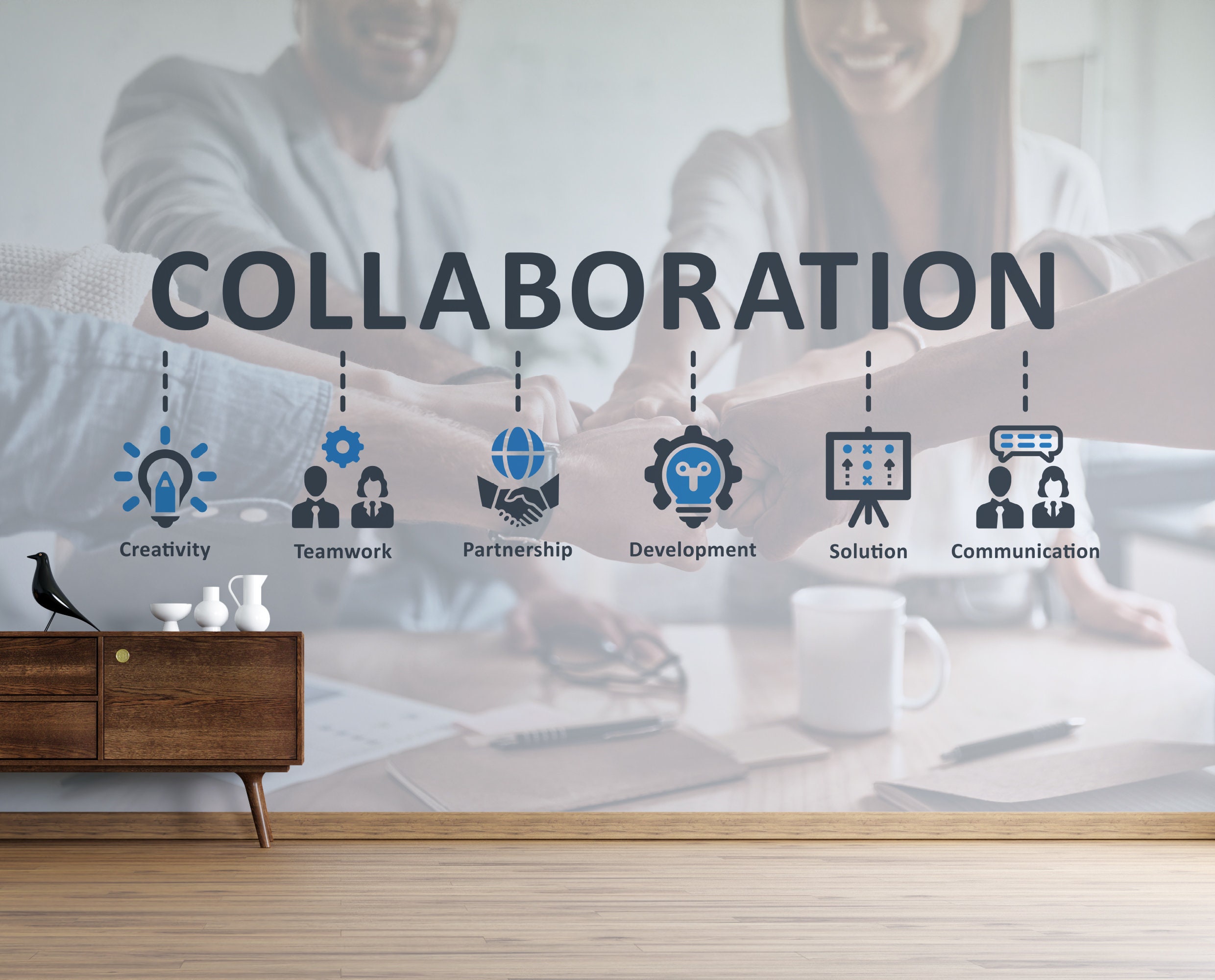 Collaboration Office Values Wallpaper | Core Teamwork Peel & Stick Wall ...