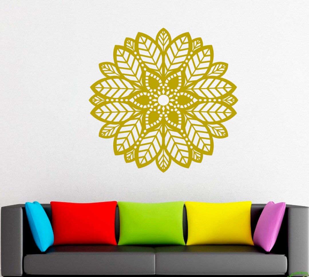 Mandala Wall Decal Mandala Flower Wall Decal Mandala Wall Decor Yoga Studio Wall Décor 2127 Etsy