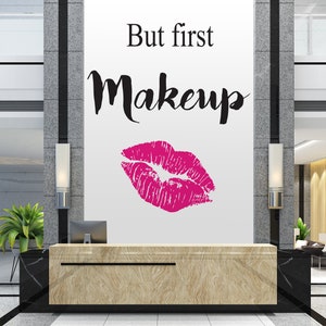Makeup Wall Decal Makeup Artist Wall Sticker Cosmetics Lipstick Beauty Salon Wall Art HS119