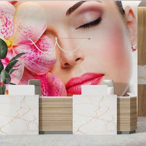 Woman Face Peel and Stick Wallpaper for Beauty Salon Self Adhesive Removable Fabric Spa Salon Mural Wallpaper PW242