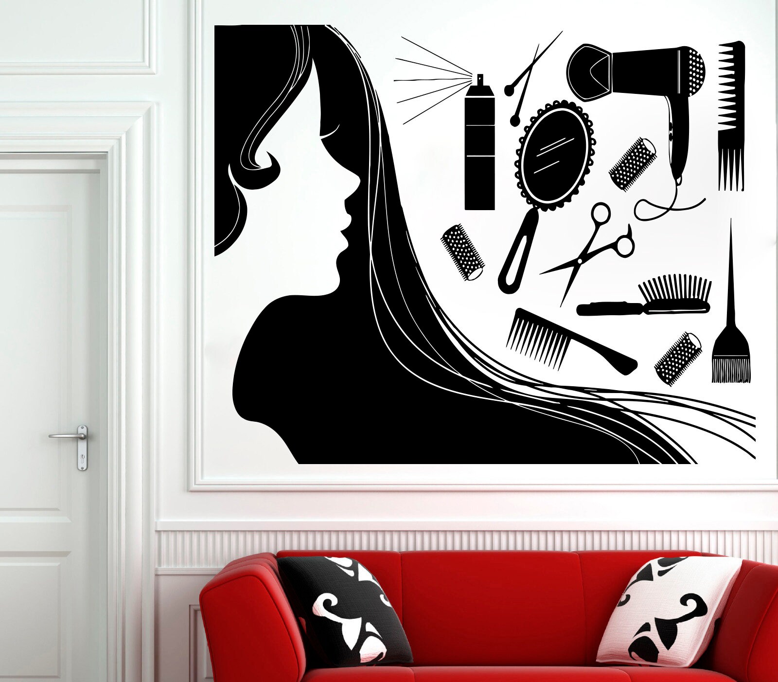 Hair Salon Wall Window Decal Sticker Hair Stylist Hair Tools Etsy