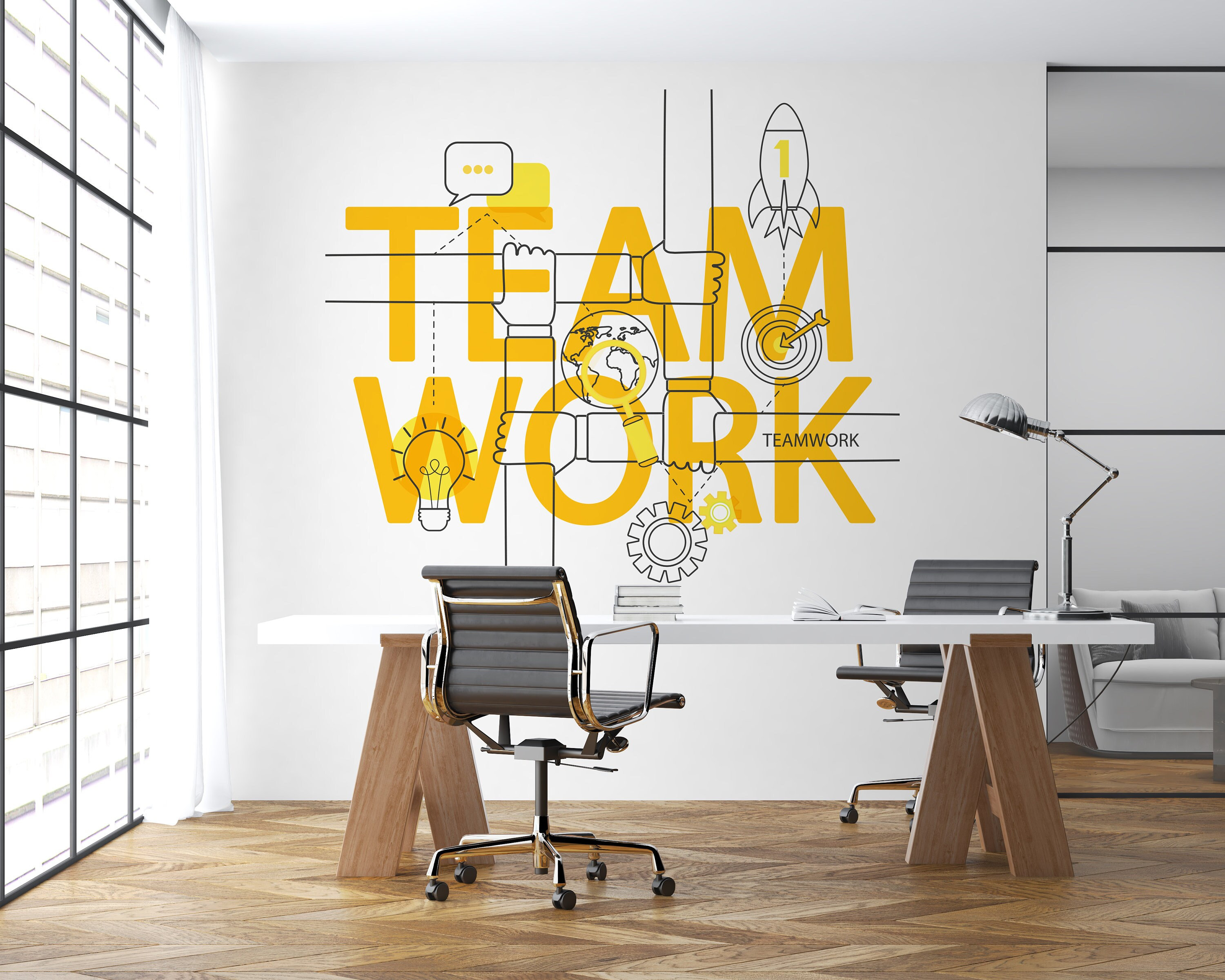 Office Wall Decal Teamwork Quote Wall Sticker Office Decor Etsy