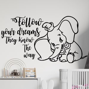 Dumbo Elephant Wall Decal Dumbo Wall Sticker  Nursery Wall Decor 5066