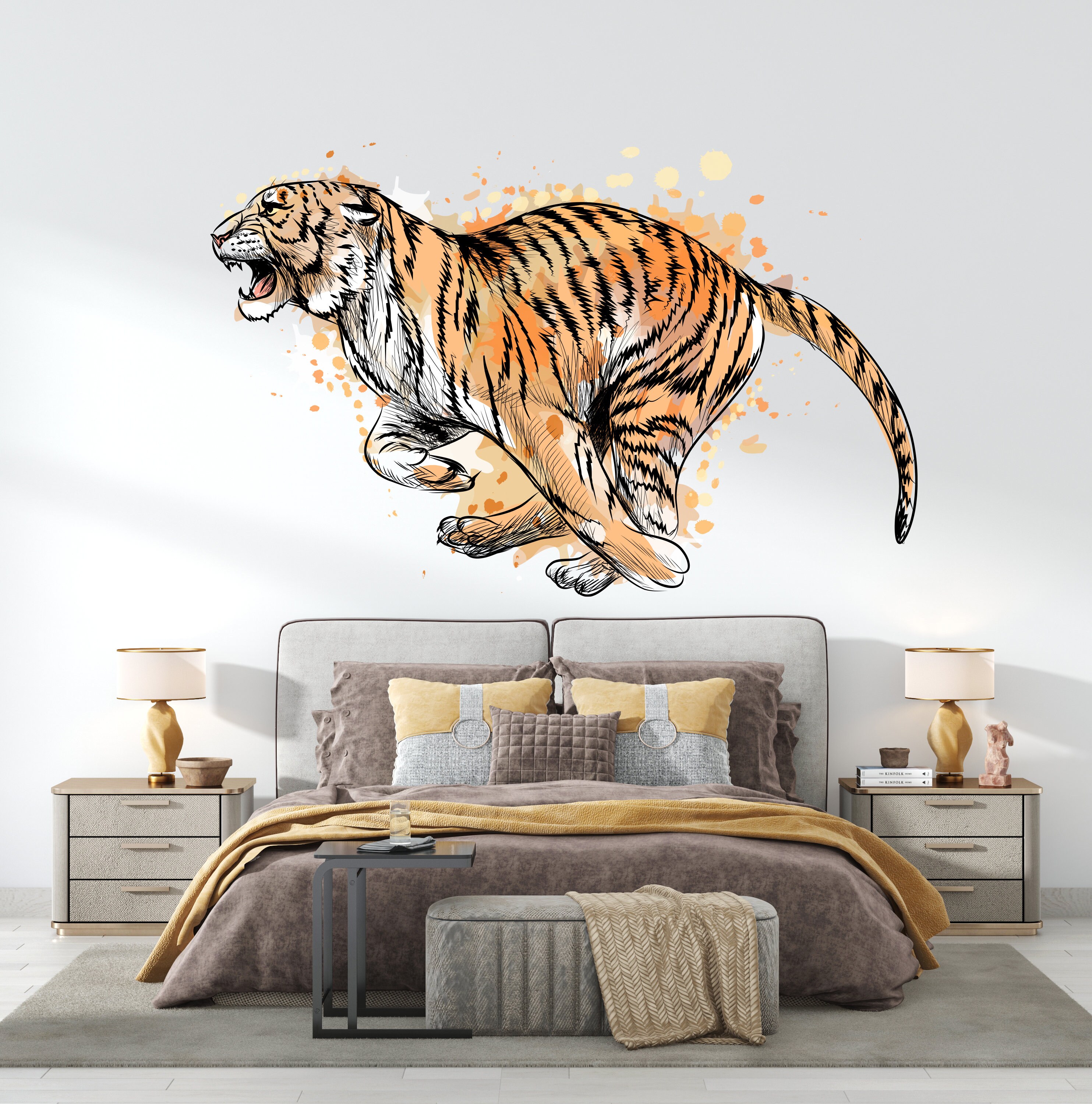 Leaping Jungle Tiger Decal | Action Vinyl Sticker Wall Art | TGC4 - Etsy