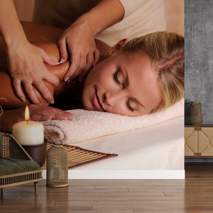 Massage Wallpaper Beauty Salon Peel and Stick Wallpaper Self Adhesive Removable Fabric Massage Mural Woman Body Wallpaper PW252