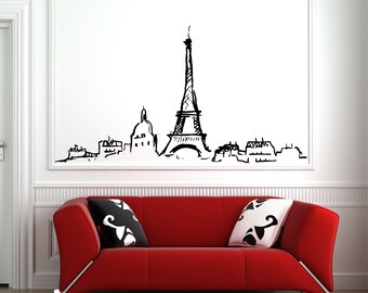 Eiffel Tower Wall Decal: Paris Skyline Vinyl Sticker PR1