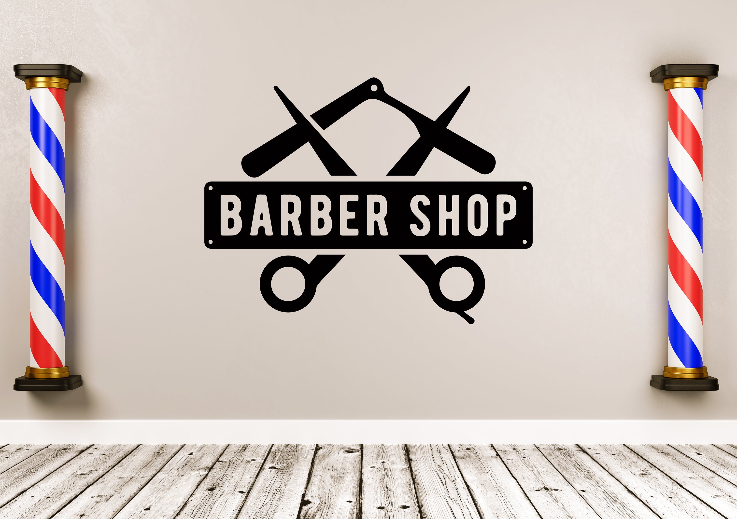 Barber Shop Wall Decal Barber Shop Wall Sticker Barber Etsy