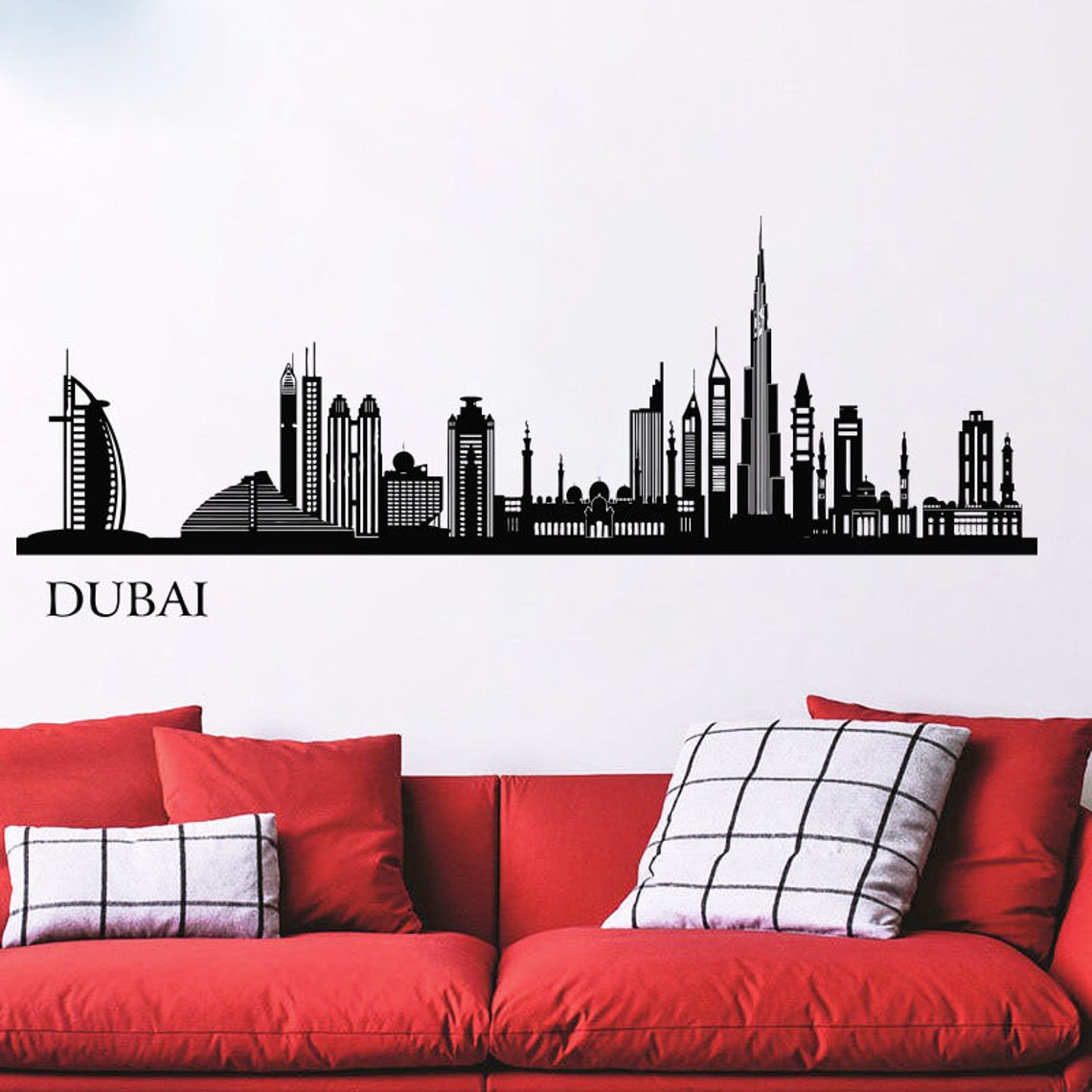 Dubai City Decal City Sticker Skyscraper Wall Decal Window Etsy
