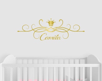 Princess Crown Custom Name Wall Decal - Girls Room Decor CR16