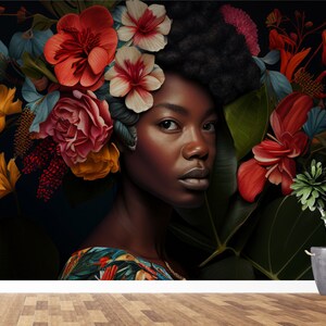 Woman Peel and Stick Wallpaper for Beauty Salon Self Adhesive Removable Fabric Beautiful Woman Salon Mural Bright Colors Wallpaper PW271
