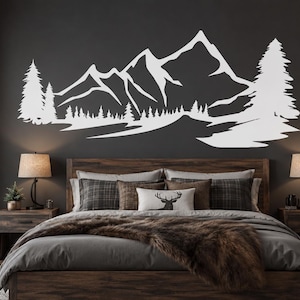 Mountain Pine Trees Wall Decal: Adventure Wall Decor MNT10
