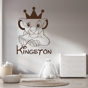The Lion King Disney Cartoon Wall Decal Simba Lion Nursery Wall Decor wall decal Boy and girl name decal z121