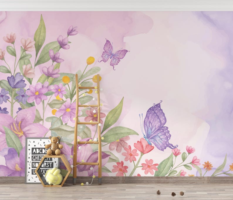 Pastel Butterflies Peel & Stick Wallpaper, Removable Watercolor ...