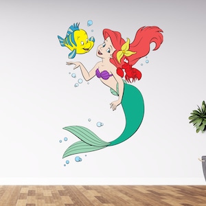 Princess Ariel Wall Decal | Little Mermaid Wall Decor | Cartoon Wall Sticker | Wall Decor for Girls Bedroom Cus238