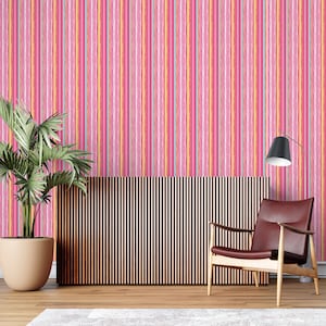 Pink Stripe Wallpaper Peel and Stick Pink Wall Decor for Office Self Adhesive Removable Fabric Wallpaper PW583