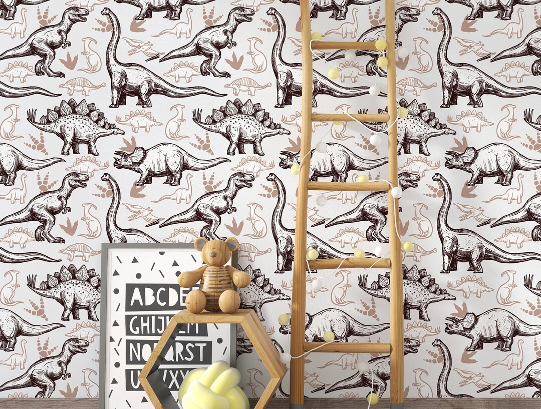 Dino Park Wallpaper for Nursery or Kids Room Peel and Stick Dinosaurs ...