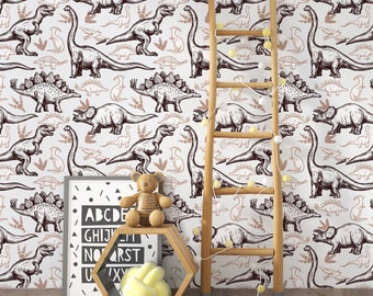 Dino Explorer Mural | Kids Dinosaur Peel & Stick Removable Nursery Wallpaper | PW398