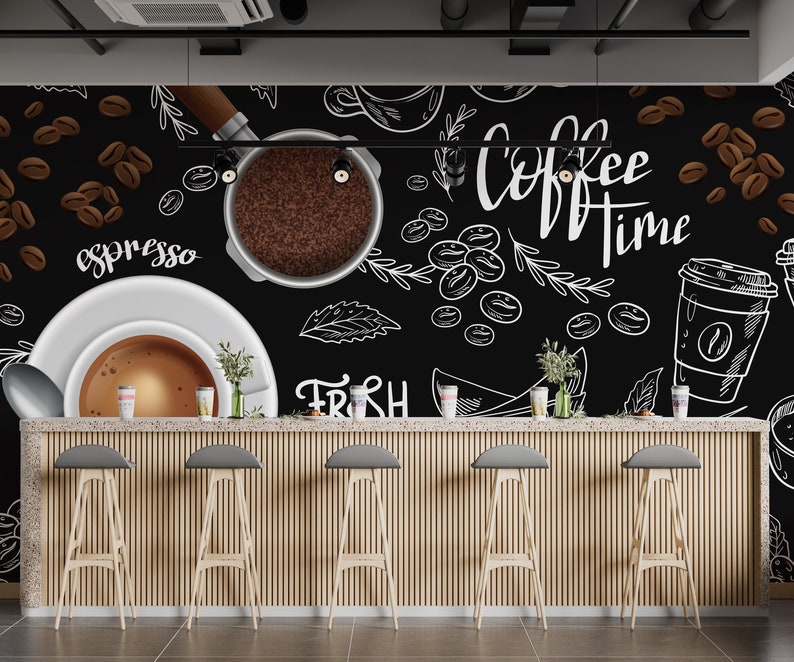 Coffee Peel and Stick Wallpaper for Coffee Shop Self Adhesive - Etsy