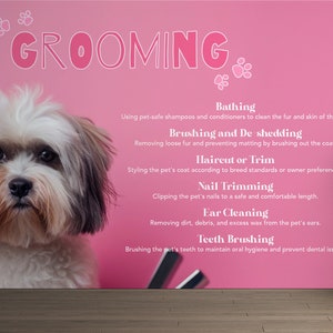 Customized Pet Grooming Wall Graphics Peel and Stick Custom Wallpaper Dog Grooming Self Adhesive Removable Veterinary Clinic Mural PW411