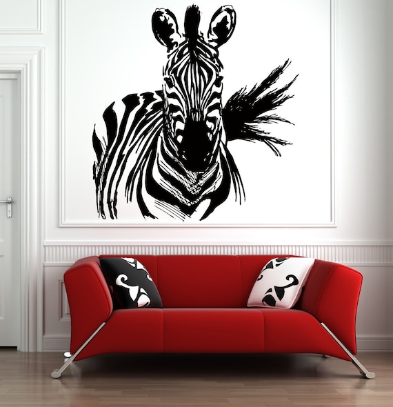 Zebra Wall Decal Zebra Wall Decor Zebra Wall Sticker Etsy