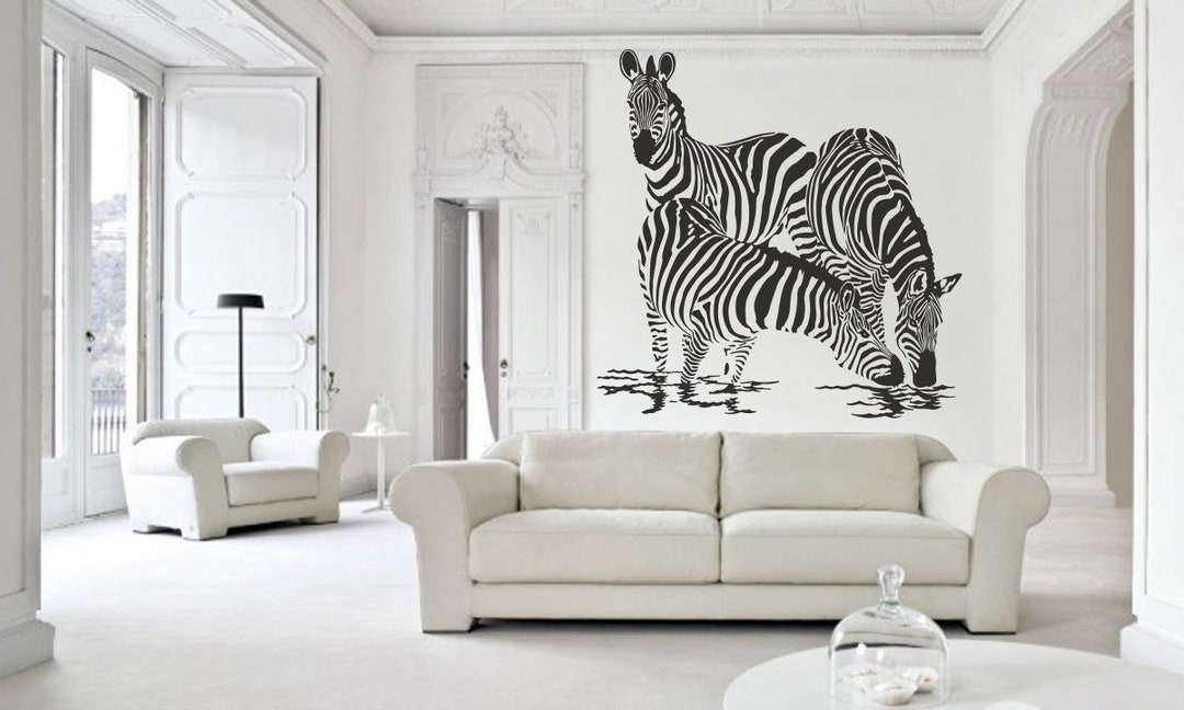 Zebra Wall Decal: Removable Vinyl Animal Decor 1310 - Etsy