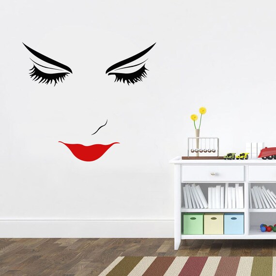 Beauty Salon Wall Decal Window Sticker Woman Face Eyelashes | Etsy