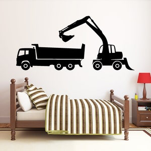 Construction Crane Wall Decal | Heavy Construction Wall Sticker | Crane Wall Decor | Decals for Boys HL17