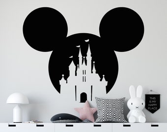 Mickey Mouse Head Wall Decal Castle Decal Mickey Mouse Ears Nursery Decor Trendy sticker Baby room decor 4116