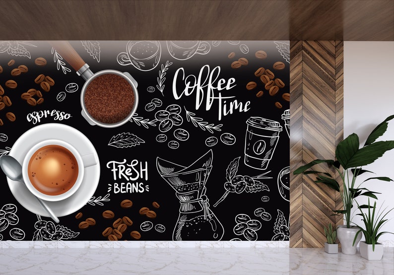 Coffee Peel and Stick Wallpaper for Coffee Shop Self Adhesive - Etsy