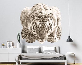 White Tiger Head Vinyl Wall Decal | Removable Home Decor Sticker Art | Jungle Animal TGC13