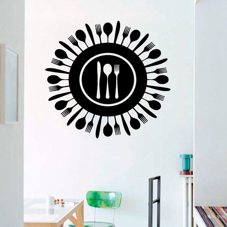 Kitchen Wall Art Knife Fork Spoon Sticker Kitchen Wall Decal Etsy