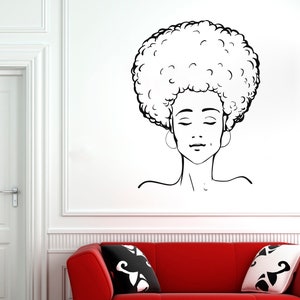 Beautiful African Woman Wall Decal African Girl Wall Sticker Quote Beauty Salon Wall Art 4908
