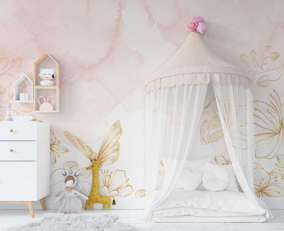 Pink Butterfly Peel and Stick Wallpaper, Removable Whimsical Wall Decor ...