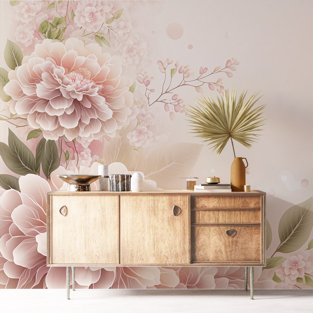 Peony Wallpaper Peel and Stick Peony Flowers Self Adhesive Mural Removable Fabric 3D Wallpaper
