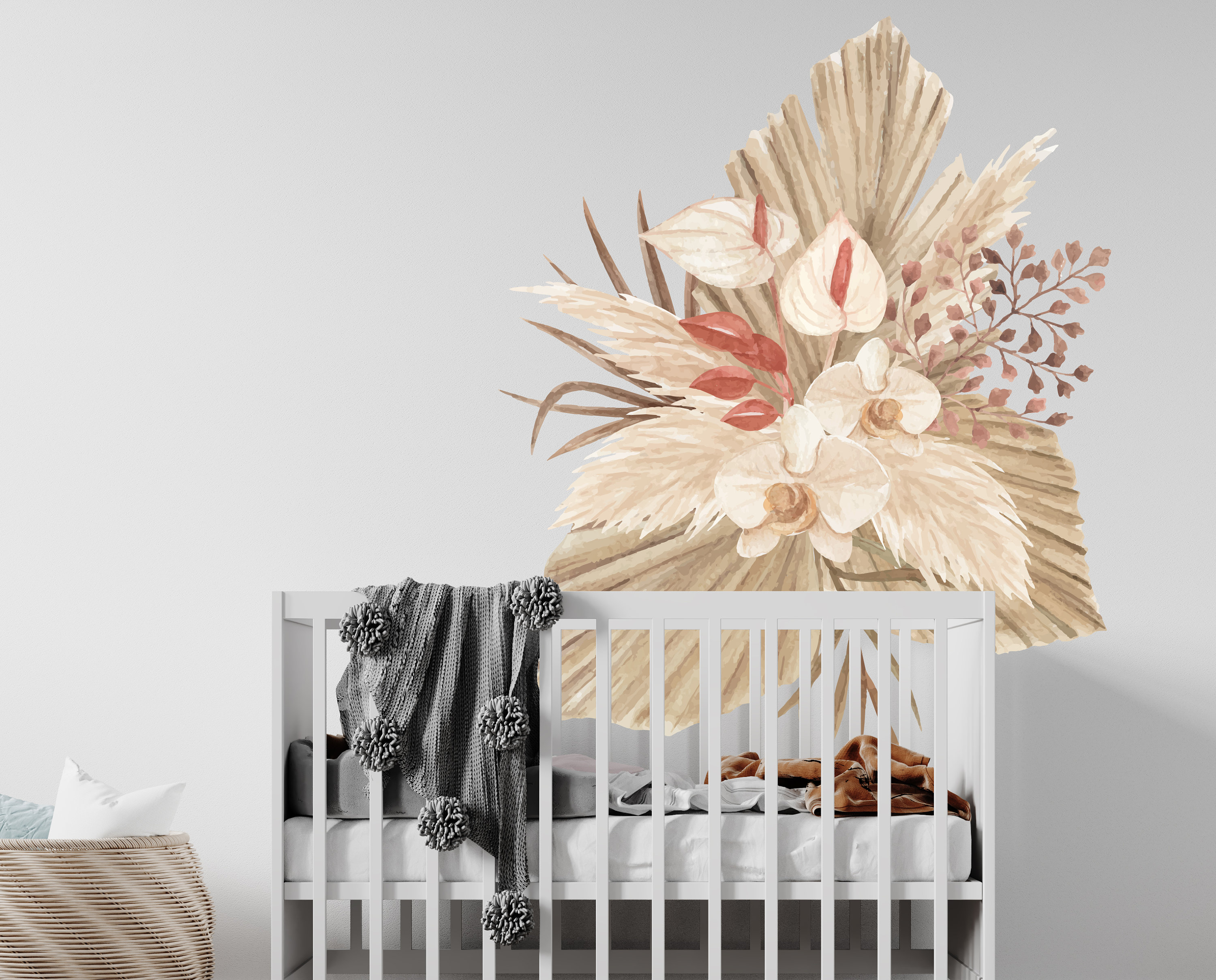 Bohemian Flowers Wall Decal Floral Wall Decor For Nursery Room Etsy