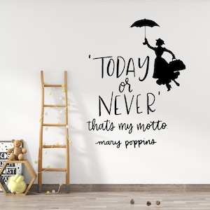 Mary Poppins Quote Wall Decal Cartoon Decals for Nursery Let's Fly a Kite Mary Poppins Wall Art 26mp
