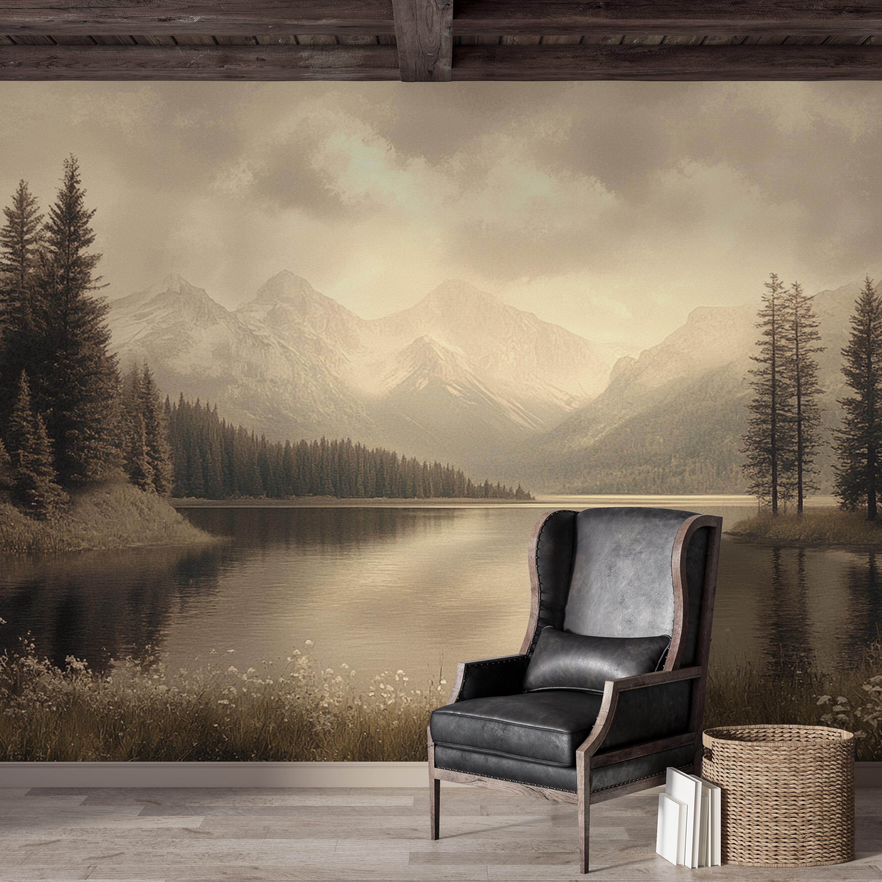 Serene Mountain Lake Mural - Peel and Stick Wallpaper, Nature Wall ...