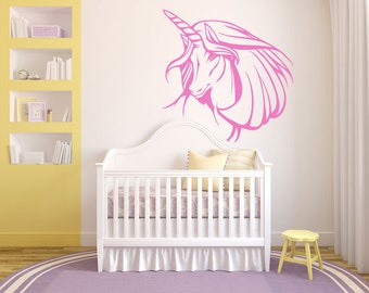 Unicorn Wall Decal: Pegasus Nursery Decor Sticker 504b