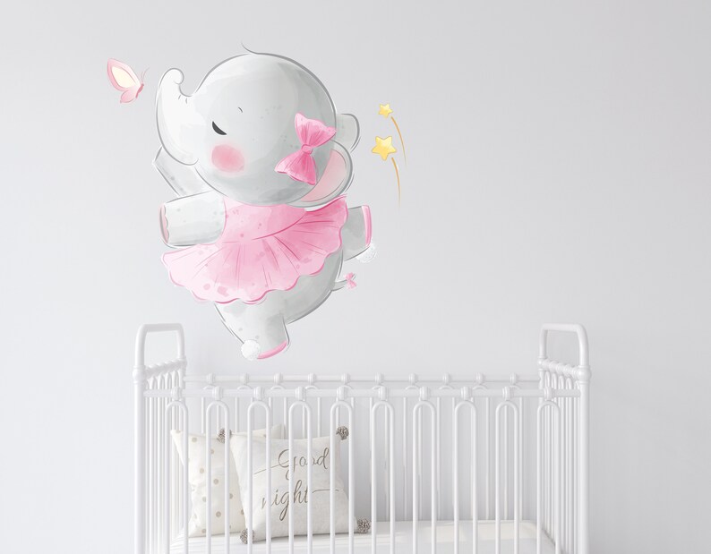 Cute Baby Elephant Wall Decal for Baby Girl Nursery Elephant Etsy