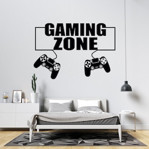 Calcomanía de pared para gamers, calcomanía de pared para videojuegos, calcomanía de pared para controlador, arte de pared para sala de juegos 2431re B