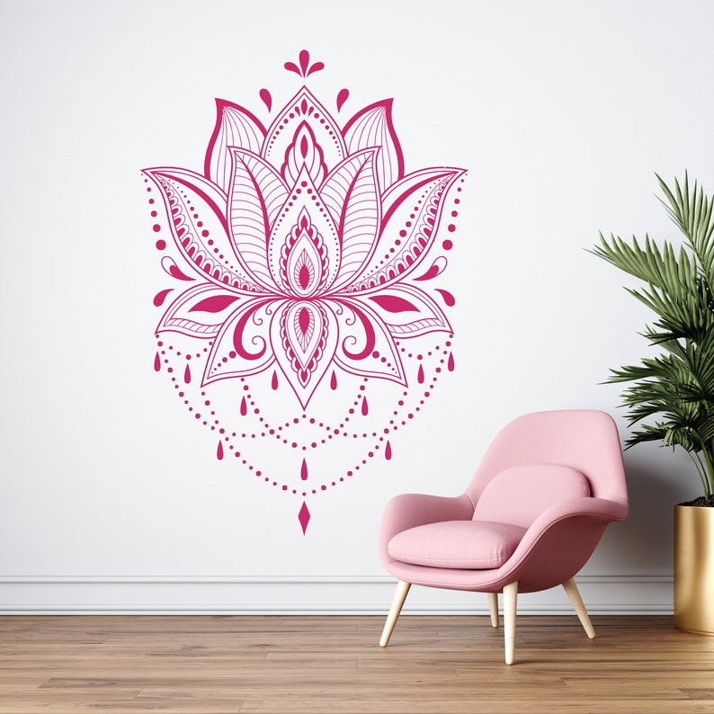 Lotus Wall Decal Lotus Flower Wall Decal Lotus Mandala Etsy